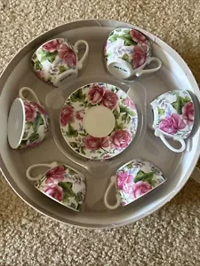 Ceramic tea party set for kids small floral roses - Picture 1 of 7