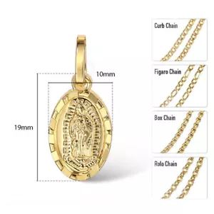 14K Gold Plated Oval Virgin Mary Pendant Necklace Choker Multi Chain 16"-24" New - Picture 1 of 39