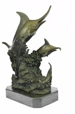 Bronze-Metal Brown Patina Sculpture Sport Fishing Trophies and Awards Gift Sale