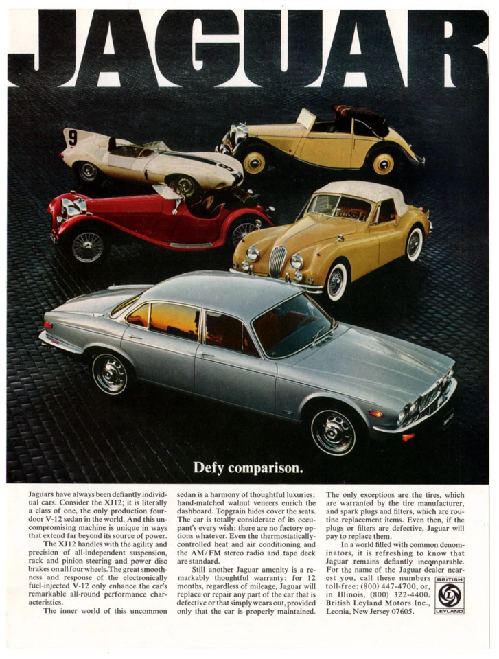 1978 JAGUAR XJ12 4-Door V-12 Sedan Vintage Original Print AD Comparison with car - Изображение 1 из 1