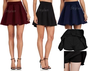 Para mujeres Mini Falda de Patinadora Elástica Niñas Acampanada Informal Día Fiesta Falda Plisada - Imagen 1 de 8