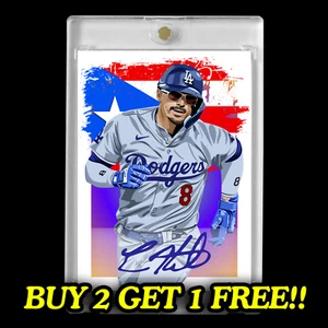 Enrique Kike Hernández #8 2024 Baseball Facsimile Auto Cartoon Art Style Card! - Picture 1 of 5