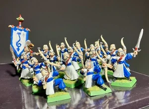 Warhammer Classic High Elves Elf Archer Regiment bowmen painted PLUS SPARE PARTS - Picture 1 of 4