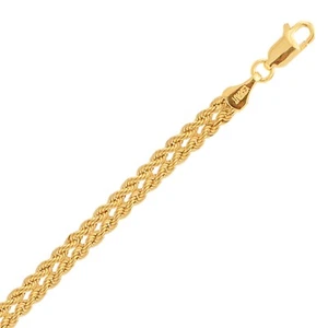 7 1/4" Shiny Two Row Rope Bracelet REAL 10K All Yellow Gold - Picture 1 of 4