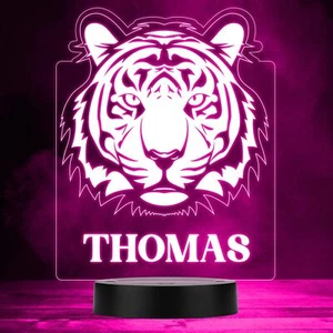 Cabeza de tigre zoológico animal safari multicolor regalo personalizado lámpara LED luz nocturna - Imagen 1 de 2