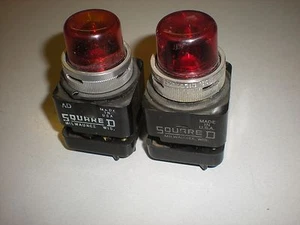 Lot of (2) Square D Type TP1 Panel Lights - 120V - Red Lens - Bayonet Base - Picture 1 of 5
