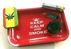 Rolling Tray Set Paper Tips Roaches Tin TIP KEEP CALM AND SMOKE