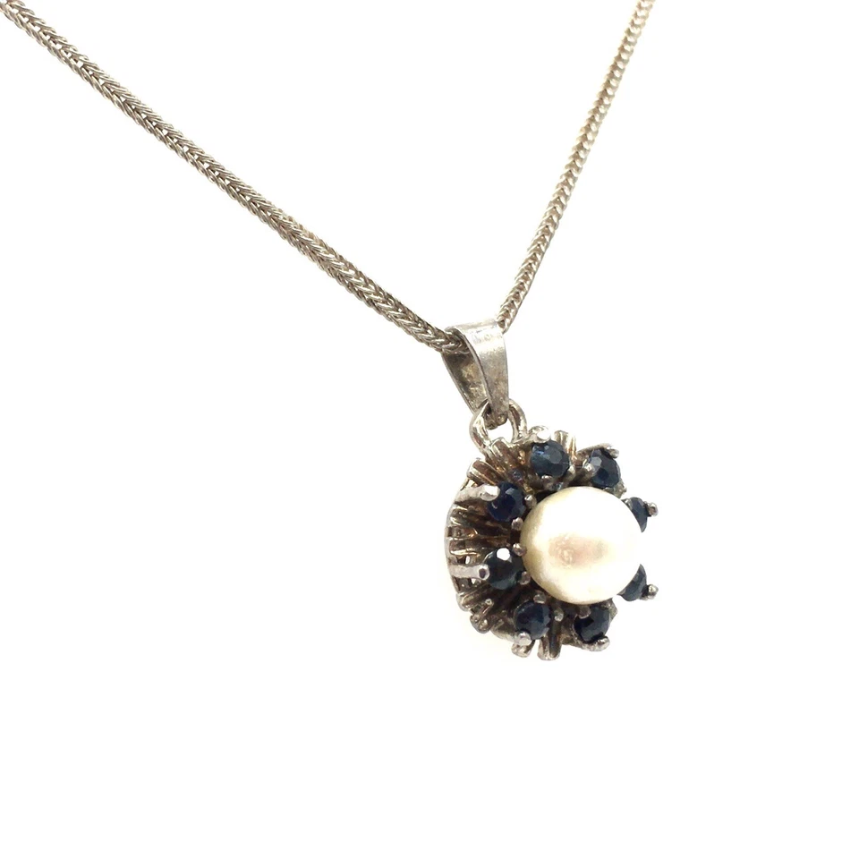 Collana 44 cm in argento 925 con ciondolo topazio blu perla a forma di S cate... - Immagine 1 di 4