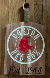 Boston Red Sox Laser Engraved Hand Painted Wood Mancave Sports Sign - Picture 1 of 4