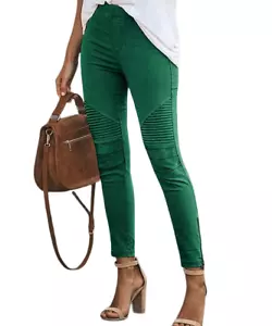 Pantalone skinny verde a costine con zip alla caviglia taglia XXL - Foto 1 di 1