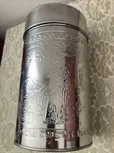 Stainless Steel Chinese Tea Canister 8x4.5” W Lid And Seal - Picture 1 of 9