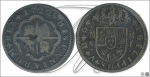 Spain - Coins Felipe V - Year: 1722 - Number 01424 - 2 Reales 1722 J Sevilla Ag - Picture 1 of 1