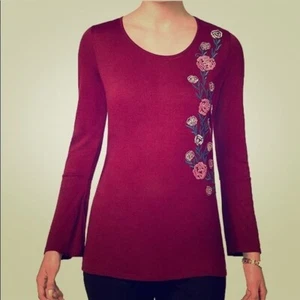 NEW NY Collection Long Sleeve Embroidered Top size XL - Picture 1 of 4