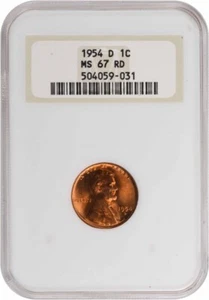 1954-D Lincoln Cent MS67RD NGC - Picture 1 of 2