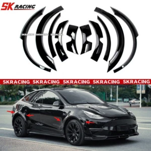 Gloss Black For Tesla Model Y 2020-2024 Fender Flare Kit Wheel Arch Cover Trim - Picture 1 of 13