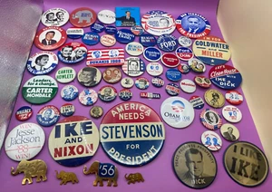 Lot of 67 Vintage Political Buttons Pinbacks Lapel Pins - Democrat Republican - Picture 1 of 15