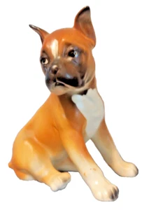 Boxer Dog Lefton H691 Vintage Sitting Ceramic Figurine With Blaze - Picture 1 of 9
