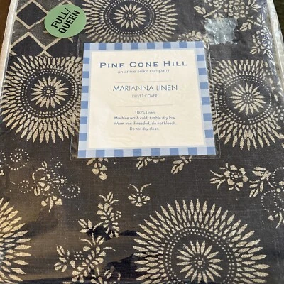 Funda nórdica Pine Cone Hill Queen Marianna lino azul tostado India nueva Foto 1 de 4