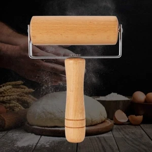 Non-Stick Wooden Pizza Dough Rolling Pin Baker Roller Set Home Kitchen Baking - Picture 1 of 7