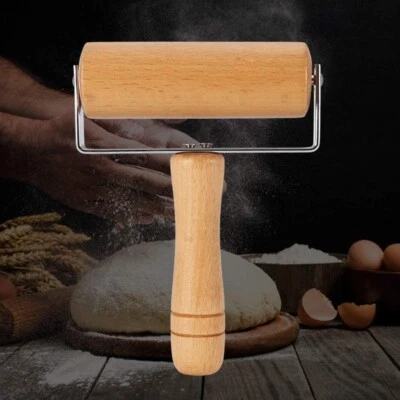 Non-Stick Wooden Pizza Dough Rolling Pin Baker Roller Set Home Kitchen Baking - Image 1 of 4