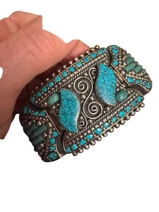 Manschette verziertes Armband breit Metall Multi Stein dick Statement - Bild 1 von 16