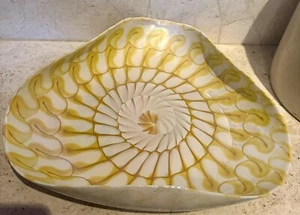 Huge 16" Ferro Murano Iridescent Swirl Art Glass Console Centerpiece Bowl Italy - Picture 1 of 8
