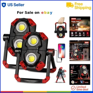 2 Pack LED Work Light Rechargeable Flood Light Portable Magnetic 2500LM - Picture 1 of 9