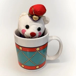 Avon Weihnachten Trommel Becher mit Plüsch Teddybär - Geschenksammlung Vintage Set - Bild 1 von 6