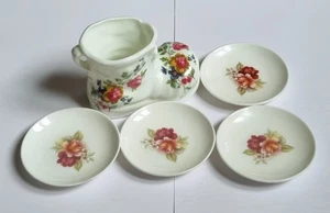 ANTICO GAINSBOROUGH SET DI 4 PICCOLI PIATTI E 1 STIVALE IN CERAMICA BUONE CONDIZIONI  - Foto 1 di 4