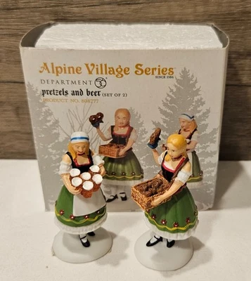 Juego de 2 estatuillas Dept 56 Alpine Village "Pretzels & Beer" #808777 Difícil de encontrar Foto 1 de 4
