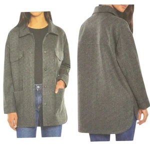 Banana Republic Damen große graue Hemdjacke Tasche Knopfleiste gefilzt Flanell - Bild 1 von 10