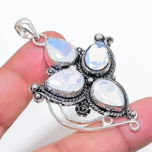 Opalite Gemstone Handmade 925 Sterling Silver Jewelry Pendant Size 2.6" - Picture 1 of 1