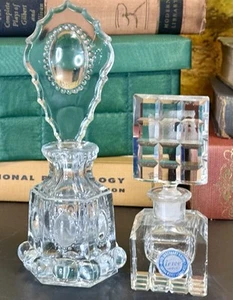 SET OF 2 Irice Germany Art Deco Cut Glass Crystal Perfume Bottle  - Picture 1 of 9