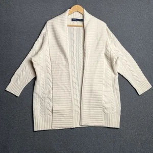 Polo Ralph Lauren Cardigan Merino Wool Cashmere Cable Knit Open Front Small - Picture 1 of 17
