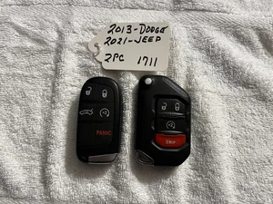 Remote Key Fobs 2 PC 2013 DODGE and 2021 JEEP #1711 - Picture 1 of 2