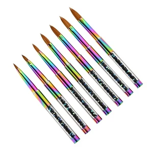 Kolinsky Acrylic Round Nail Brush With Cap Rainbow Crystal Handle Sable 2#-14# c - Foto 1 di 28