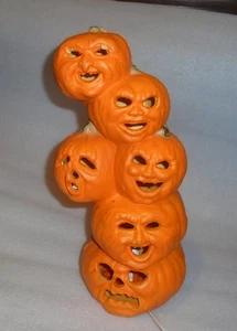 1993 Vintage gestapelte beleuchtete Jack-O-Laterne Kürbisse Schaumstoff-Blasform TrendMaster - Bild 1 von 4