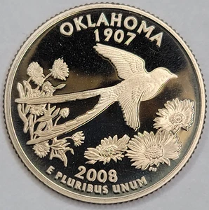2008 S QUARTER GEM PROOF DCAM OKLAHOMA STATE - CN-CLAD - Picture 1 of 5