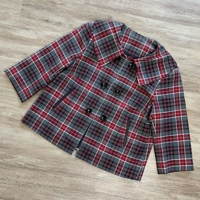 Chaqueta Blazer Kim Rogers Botón Delantero Manga 3/4 Ligera Roja Gris 10P Foto 1 de 4