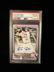 WALKER JANEK 2025 Bowman cromo 1er refractor de perlas automático #’d/10 PSA 10 gemas como nuevo - Imagen 1 de 2
