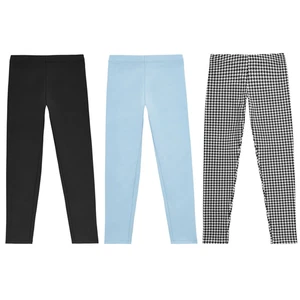 NUEVO CON ETIQUETAS Niñas Paquete de 3 Leggings Algodón Spandex Azul Negro Pata de Gallo Miembros Marca XS - Imagen 1 de 6