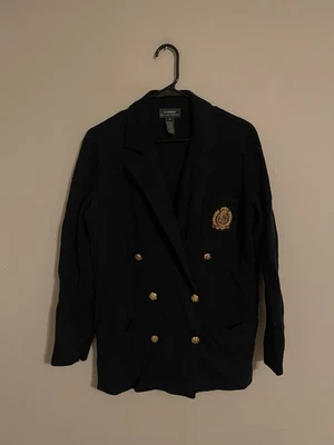 Blazer Ralph Lauren Tejido Lana Merino Doble Pecho Cresta Suéter Para Mujer Pequeño Foto 1 de 4