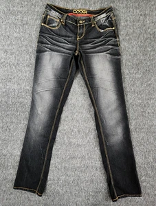 Jeans Coogi donna 4/6 nero elasticizzato slim dritto ricamato invecchiato Y2K - Foto 1 di 24