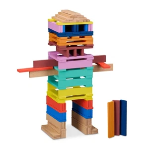 Gioco Legno Bambini 3 Anni 100 Blocchi Costruzione Motricità Mattoncini Impilare - Foto 1 di 17