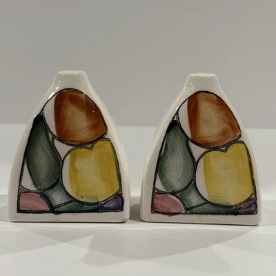 Vintage Salt & Pepper Shakers Made In Japan MCM Geometric Small Chip See Photo - Image 1 of 4