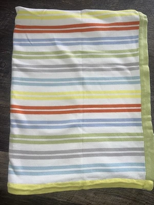 Manta bebé Ikea Dromland colorida a rayas blanca azul verde gris naranja amarillo Foto 1 de 2