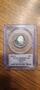 2002 S State Quarter Louisiana PCGS PR69 Deep Cameo 90% Silver  - Picture 1 of 2