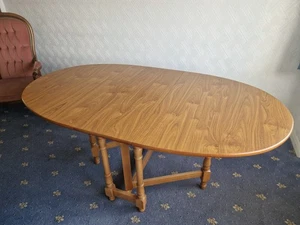 Oval wooden dining table- drop leaf & 4 chairs- good used condition- Manchester - Picture 1 of 13
