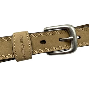 Carhartt Detroit Leather Work Belt 26 28 Boys Youth Tan Brown Triple Stitch - Picture 1 of 8