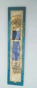 NOS V DIPLOMAT CINTURINO OROLOGIO PELLE BLU TONO ORO SQUISITO Cinturino Espansione 6" - Foto 1 di 4